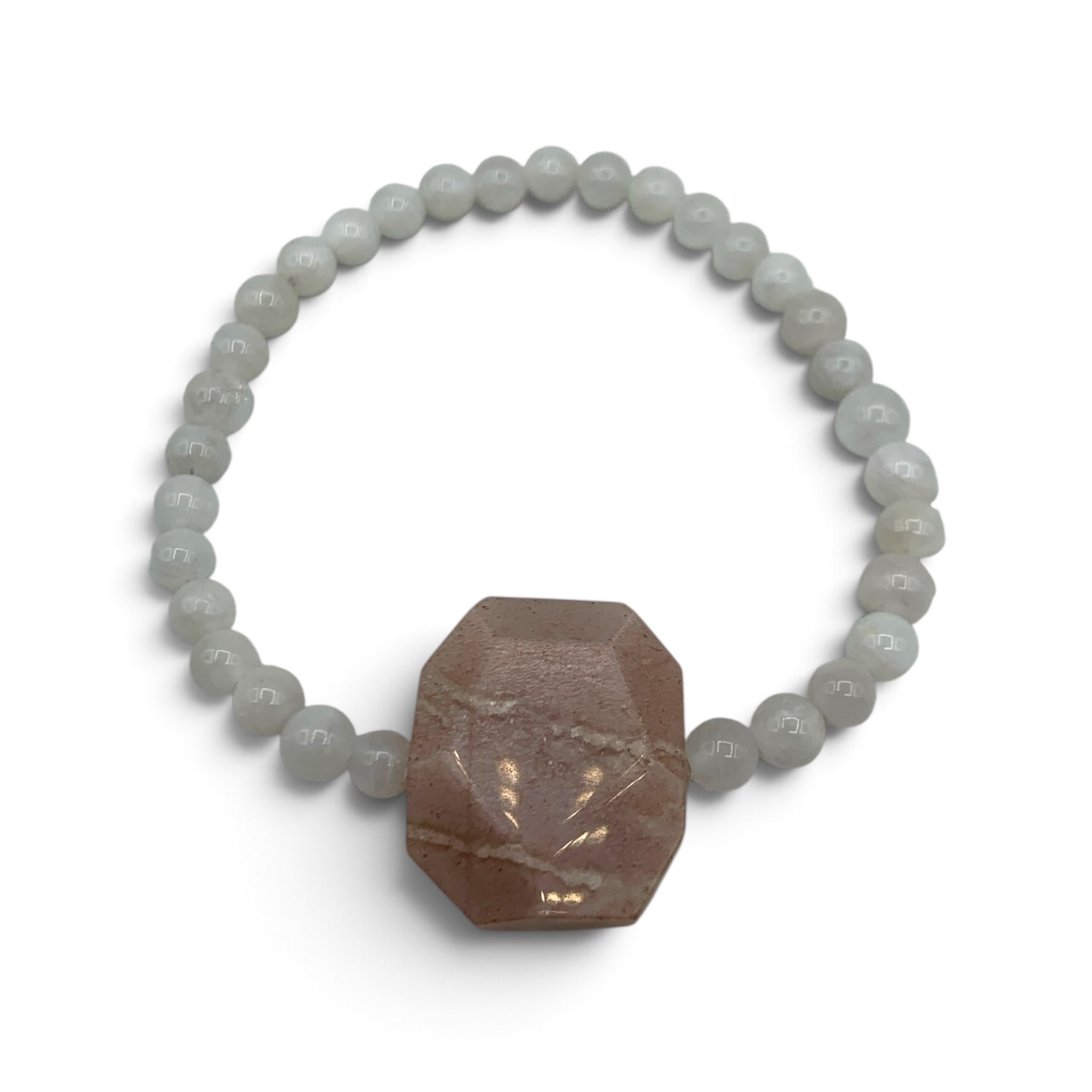 Bracelet - Peach & Rainbow Moonstone